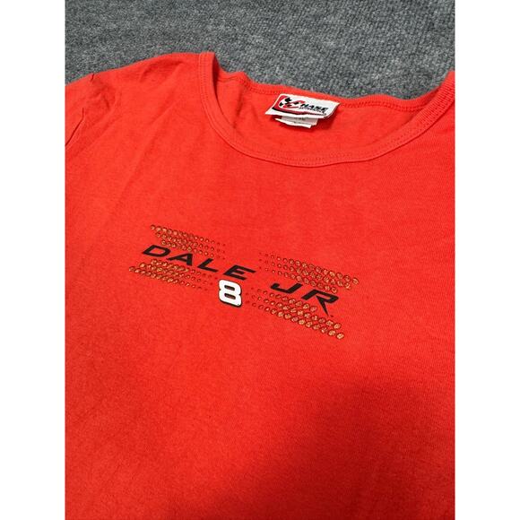 VTG Y2K Chase Authentics Dale Earnhardt Jr Red Shirt Womens L Gold Metallic - Picture 2 of 16